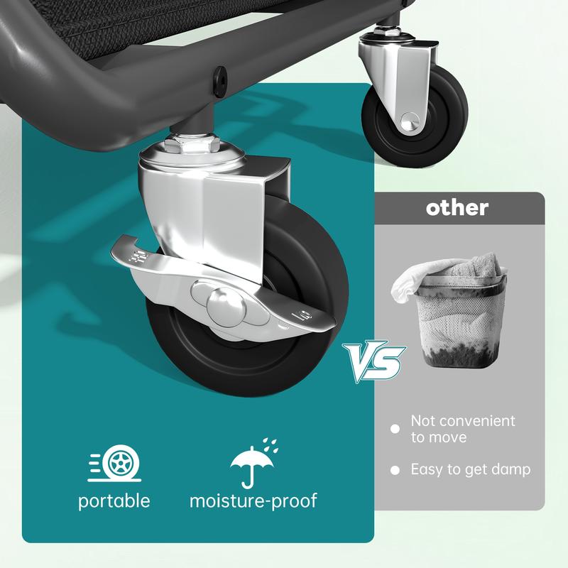 【Sturdy & Smooth】Raybee 170L/45 Gallons Laundry Basket With Wheels & Laundry Detergent Pocket,Extra Large Laundry Hamper for Home&Laundryroom,EZ move 100+ Clothes in 1 Trip!Washable BAG,No Sweat odors