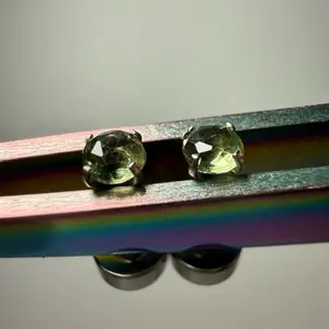 3mm Round Faceted Moldavite Earrings Dainty Small Studs, Screw-On Flat Backs, Choose Silver or Gold 316L Surgical Steel Hypoallergenic Jewelry