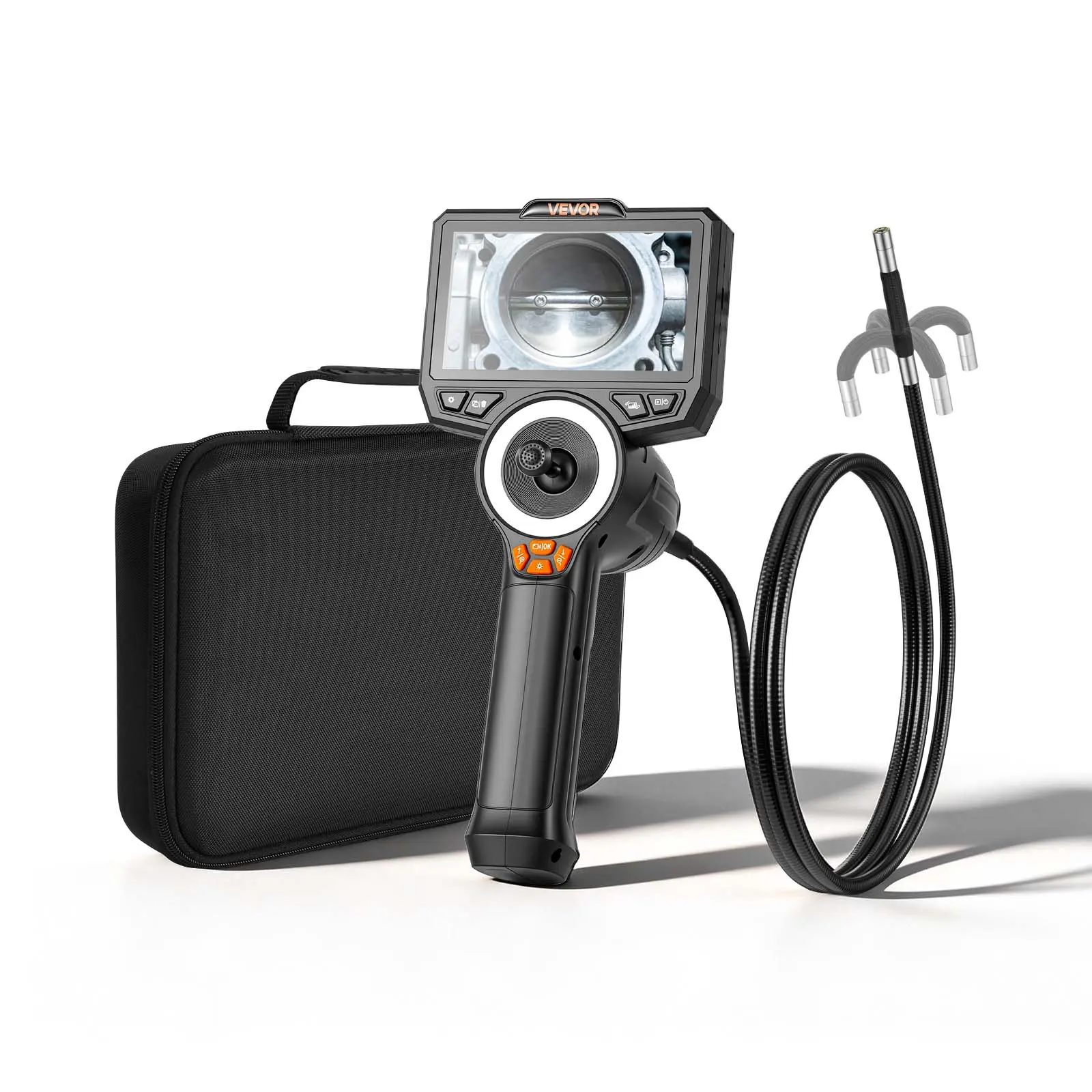 【summerfinds】VEVOR 4-Way Articulating Endoscope with Light, True 1080P HD Industrial Borescope Inspection Camera with Articulated Probe, Flexible Snake Scope Cam for Wall Automotive Engine Inspect-4.9FT