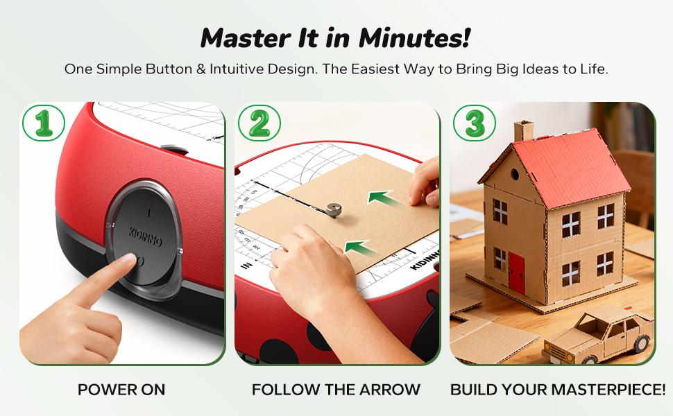 KIDINNO Safe Power Cardboard Cutter   STEM STEAM Educational Toy for Kids Creative Play Engineering Creativity Upcycled Tool for DIY Projects Eco-Friendly Red & Black Design