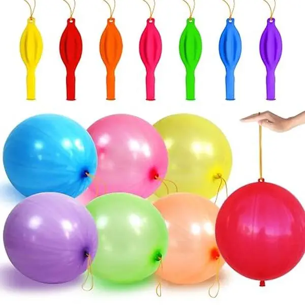 AsBalloon 30Pcs Thick Punch Latex Balloons With Elastic Hanging Ropes 7 Rainbow Mixed Colors High Elastic Not Easy To Break For Kids Outdoor Backyard Play Family Interactive Game PunchBalloonToy OutdoorKidsToy MulticolorPlayBalloons