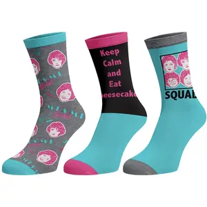 The Golden Girls Men's Keep Calm And Eat Cheesecake 3-Pack Adult Mid-Calf Crew Socks Size 8-12