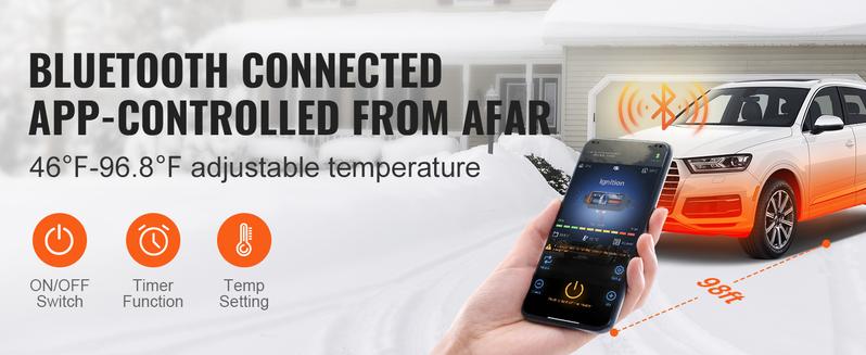 VEVOR Diesel Air Heater, TikTokShopBlackFriday, 12V 8KW Separated Portable Parking Heater with Bluetooth App and LCD, Automatic Altitude Adjustment Max 18045 ft,  Fast Heating Low Noise, Diesel Heater for Truck RV Trailer Camper Van Boat and Indoors