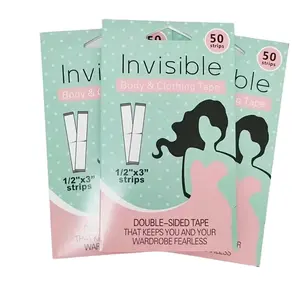Ultra-Invisible Double Sided Body & Clothing Tape (50 Strips), Anti-Slip Fashion Tape for Dresses, Tops & Shirts, Skin-Safe Hold for Sensitive Skin