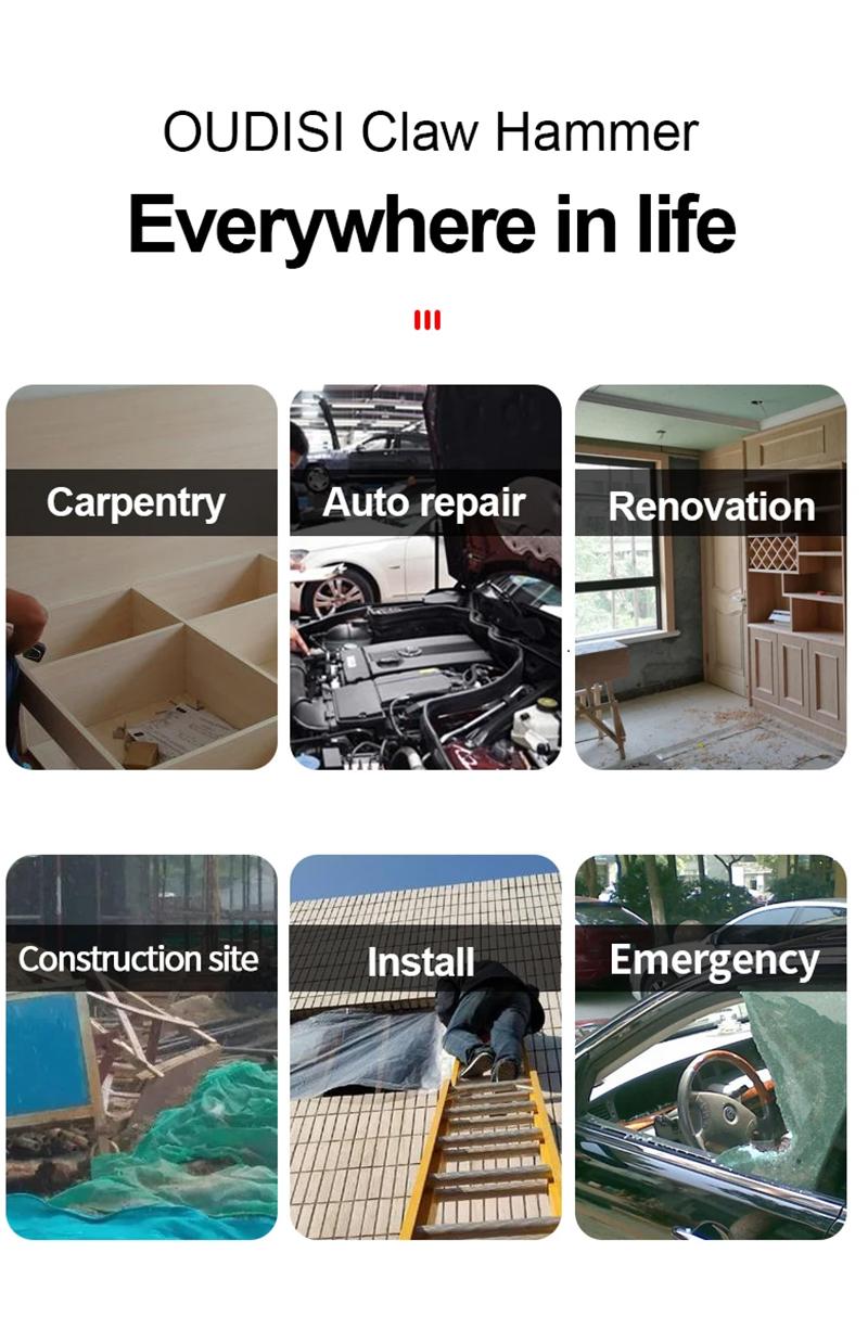 AIRAJ 3/6PCS Heavy-Duty 2-in-1 Horn Hammer Ball Peen Hammer Set - Multi-functional High-Carbon Steel Head Double Groove Design Nail Pull Square Head Safety Feature Portable Hand Tool for Household Industrial Emergency Woodworking and Camping