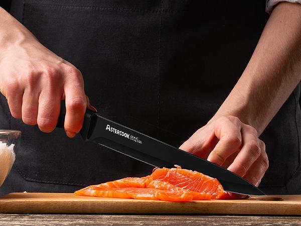 Astercook Kitchen Knife Set 14 Pieces High Carbon Stainless Steel Sharp Steak Knife Set, Chef Knife, Bread Knife, Knife Set Cutting Utensils Block