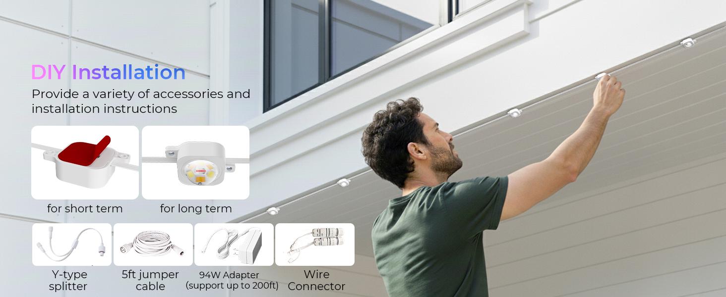 CuLiDing Smart RGBWIC LED Permanent Outdoor Lights Pro, 100+ Scene Modes, Waterproof Eaves Light for Halloween Christmas Decor, Alexa & Google Assistant Compatible,2700K-6500K Adjustable