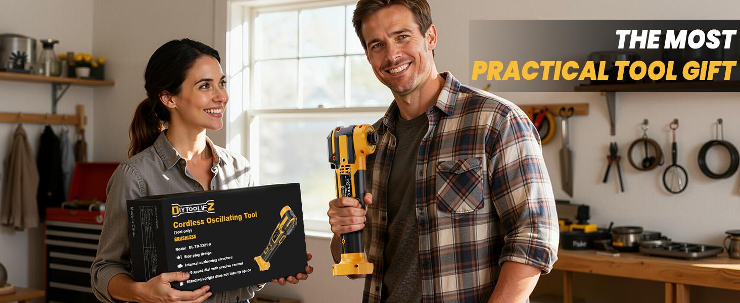 Upgrade Cordless Oscillating Tool Compatible with Dewalt 20V Battery(NO BATTERY!!), Brushless Multi Tool Kit with 6 Speed for Cutting Wood Remove Grout & Sanding,LED Light