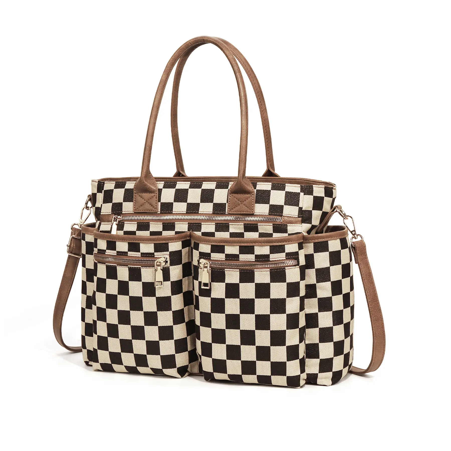 Women’s plaid large-capacity tote bag — fashionable multifunctional shoulder/crossbody bag with multiple pockets; high-quality women’s large-capacity commuter backpack; travel weekend bag; stylish plaid shoulder bag; viral teacher bags for work; women’s m