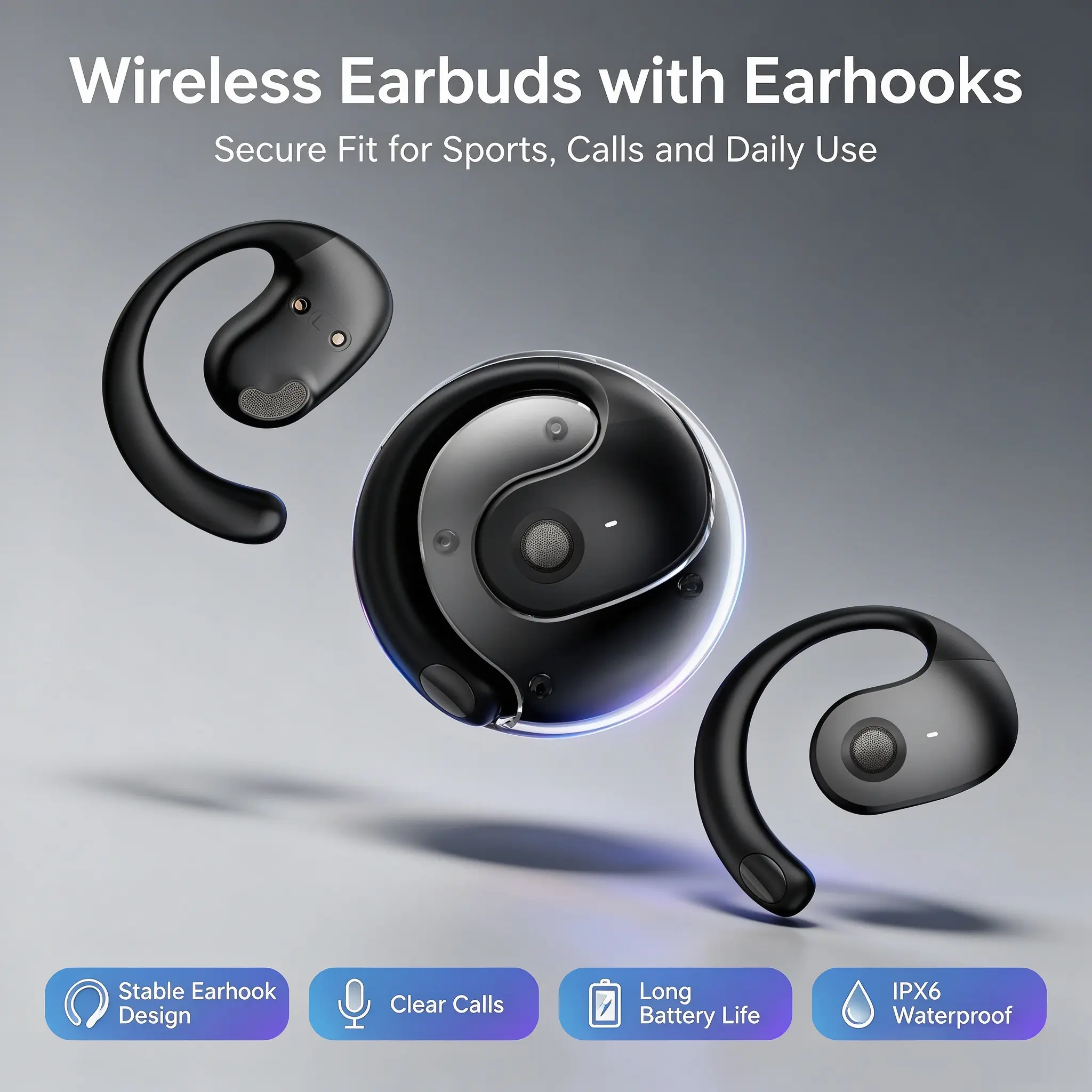 Bone Conduction Wireless Bluetooth Earphones - Ear-hook Open-ear External Wearing Headphones, Ideal for Sports & Daily Commuting