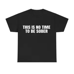 This is No Time To Be Sober T-Shirt, Funny Meme Graphic Tee, Casual Streetwear Top, Trendy Tshirt for Men & Women