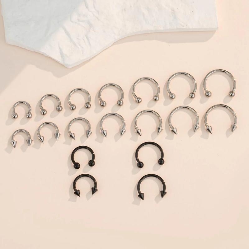 Oufer 2Pcs 18G/16G/14G/12G/10G Titanium Spike/Ball Internally Threaded Horseshoe Septum Pierced Ring Septum Clicer Ring Septum Jewelry Nostril Nose Piercing Body Jewelry