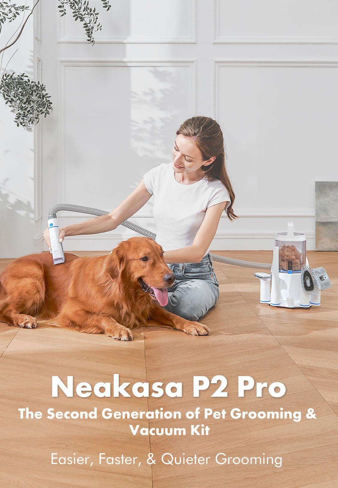 Neakasa P2 Pro Pet Grooming Kit, Dog Clippers 99% Hair, Pet Grooming with 5 Proven Tools, 2L Large-Capacity Easy Empty Dustbin for Dogs Cats Animals