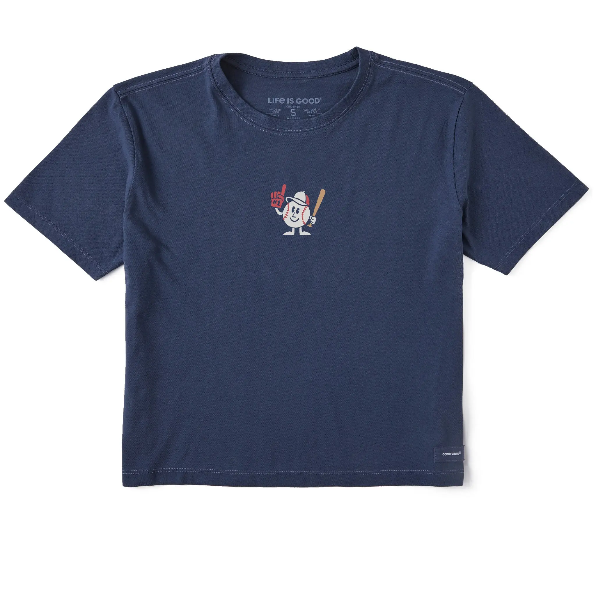 Women's #1 Baseball Guy Short Sleeve Crusher Boxy Tee