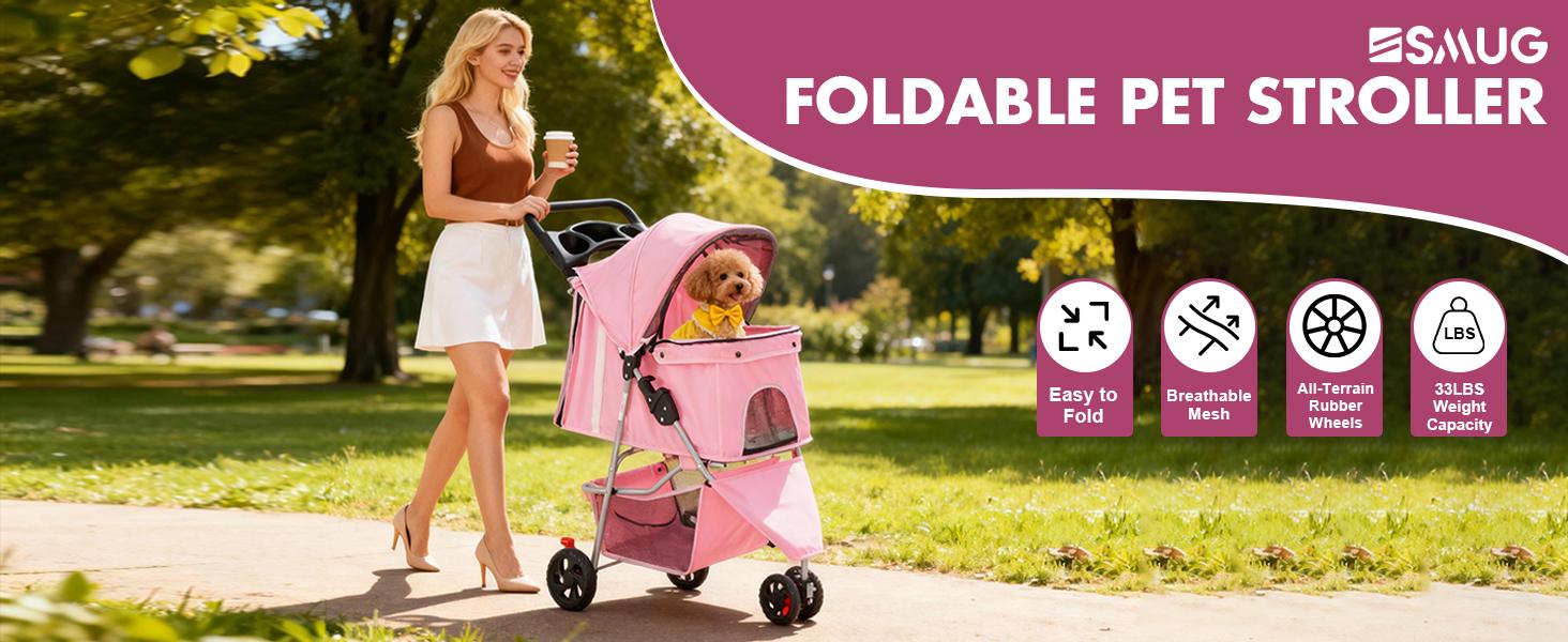 3 Wheels Pet Stroller Dog Jogging with Breathable Mesh Window, Large Storage Basket, Cup Holder, Blue 3 Wheels Pet Stroller Dog Jogging with Breathable Mesh Window, Large Storage Basket, Cup Holder, Blue