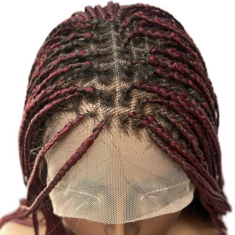13x6 Frontal Knotless Braided Wig 18 inches- Red
