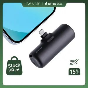 iWALK 4500mAh Mini Portable Charger Upgraded 15W Power Bank with Built-in Lightning Plug Compatible with iPhone 14/13/12/11/8/7/X Series AirPods Black Connector Durable Compact Travel Gadget - Charging Wireless