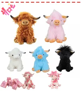 Highland Cow Stuffed Animal Plush Toy Cute Realistic Fluffy Highland Cow Plushies Soft Farm Animal Decor & Gift for Girls Boys Adults