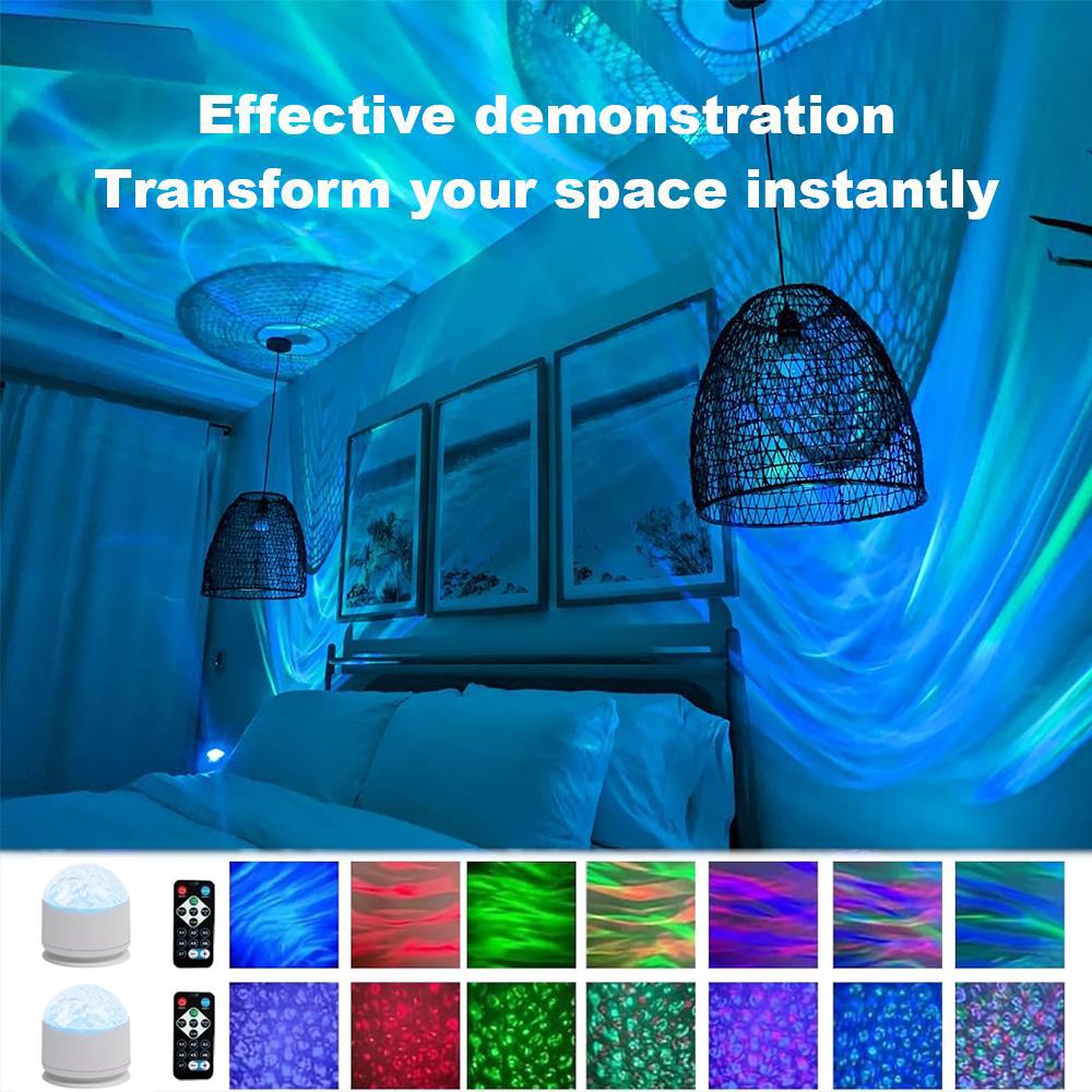2 Scene-7 Color Star Projector Light with Music Rhythm, Ocean Wave & 3D Water Ripple Effects, Romantic Night Light for Bedroom, Party, Best Gift for Kids & Lovers