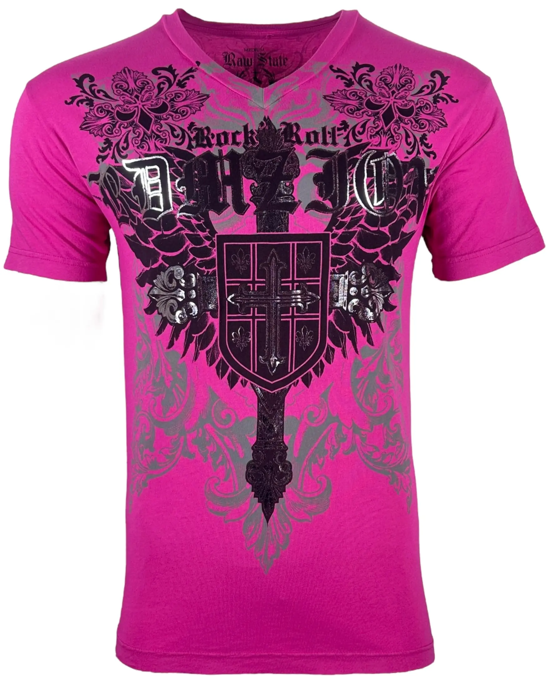 ARCHAIC Men's Harlow T-Shirt, 100% Cotton V-Neck with Short Sleeves & Front and Back Graphic Print for Streetwear, Tshirt
