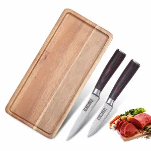 Paring Knife Fruit and Vegetable Knives with Wood Pallet 3Piece - Ultra Sharp Kitchen Knife - Peeling Knives - German Stainless Steel-Wood Handle