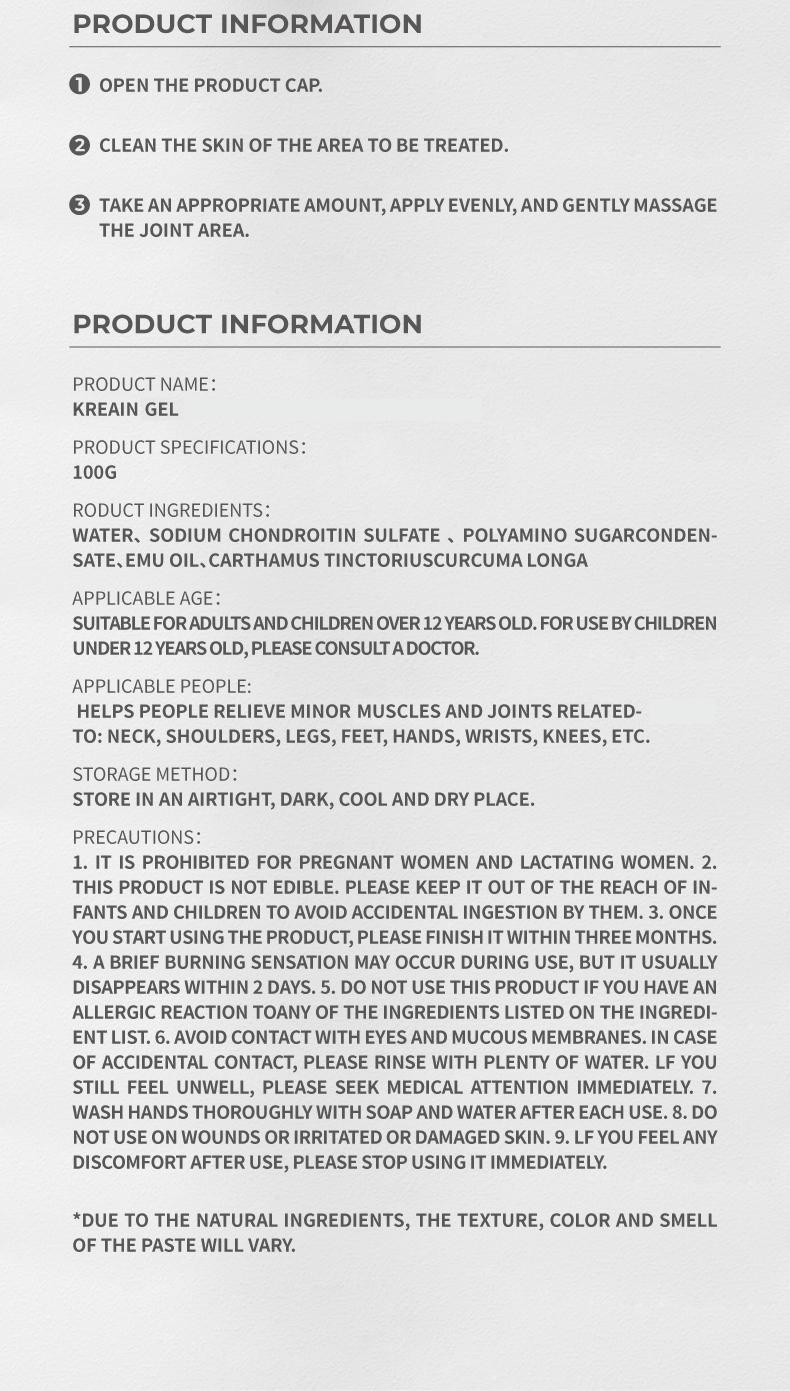 Kreain 3【Free Quantity Matches Your Purchase!】 purple gel turmeric effortlessbeauty extract sodium sulfate chondroitin Emu oil and other natural materials