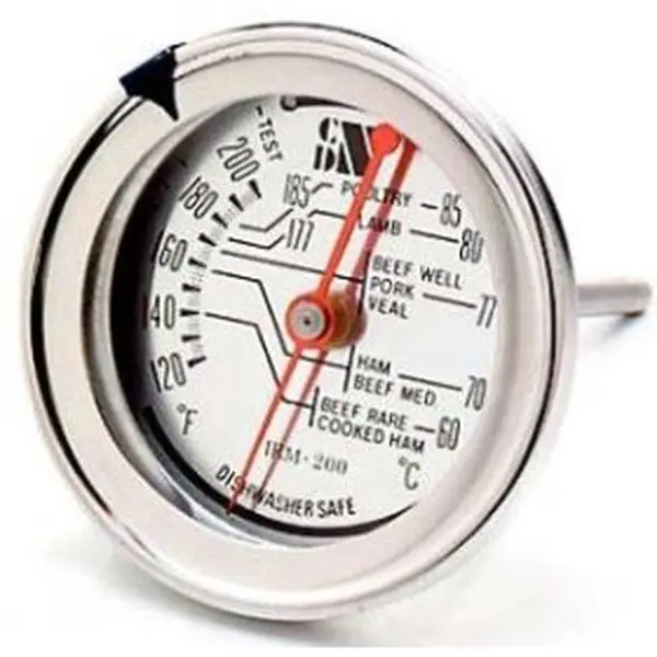 CDN IRM200 Round Face Analog Gauge Oven-Safe Kitchen Thermometer - Heat Resistant (130-190°F Temperature Scale), Single Unit Essential Kitchen Utensil for Meat, Poultry