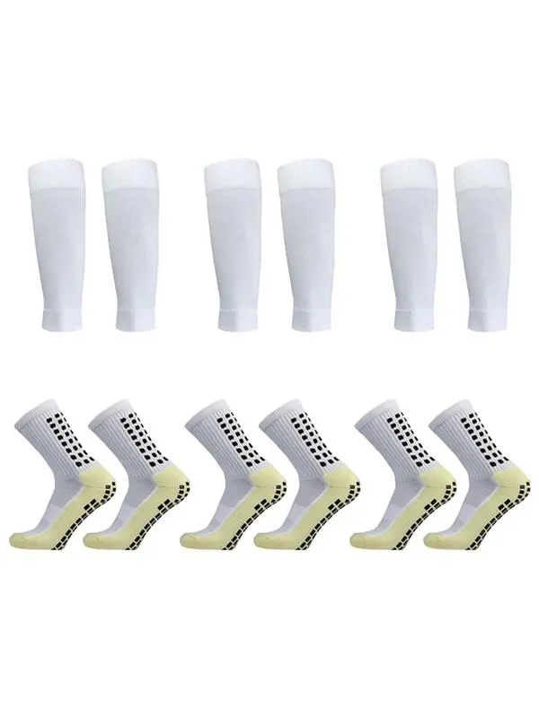 Soccer Socks Football Grip Socks & Knee Compression Sleeve- Athletic Socks for Men & Women, Non-Slip Breathable Cushioned Sports Socks with Professional Grip Drip, Perfect for Competition, Training, Outdoor Sports & Running, Back To School Gifts,