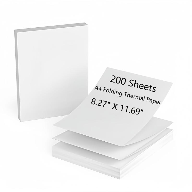iDPRT A4 Folding Thermal Printer Paper 8.27 *11.69 Inch,200 Sheets A4 Size Thermal Paper,Quick-Dry Fan-Folded Thermal Paper Compatible with iDPRT and HPRT Printer Office Stationery Continuous Feeding Inkless Serrated Edge