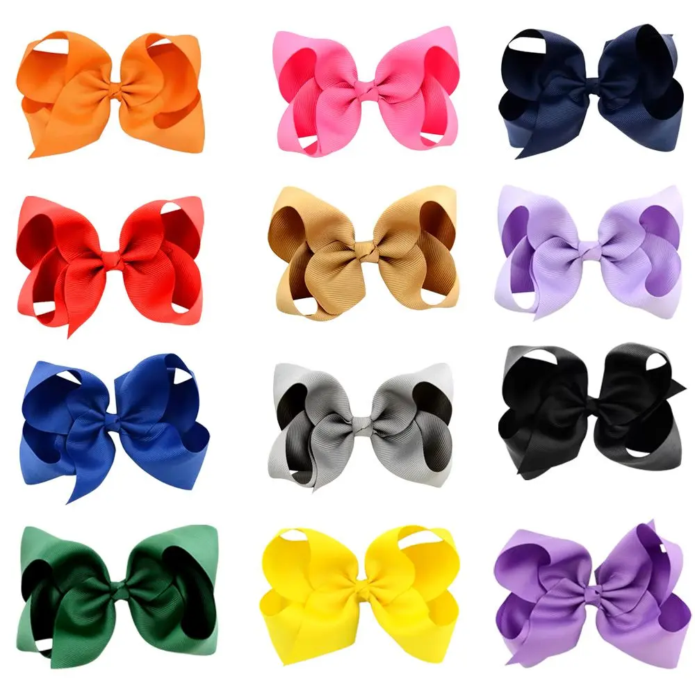 Summervibes Sacarla JoyBowie 3inch Solid Color Bow Hair Clips - 36pcs Handmade High-Quality Grosgrain Ribbon Fashion Accessories for Women & Girls - Elastics