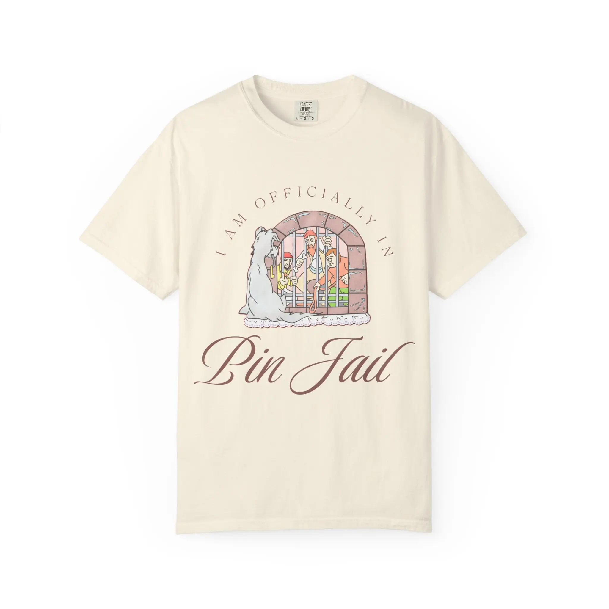 Pin Jail tee | Vintage pin collector design, enamel pin display illustration | Coquette Designed Graphic T-Shirt | 100% Cotton Comfort Colors