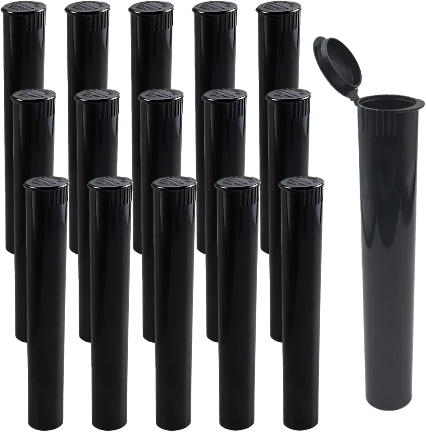 16 Pcs 116mm Airtight Pre Roll Tubes, Smell-Proof & Waterproof Container with Child-Resistant Cap, Durable BPA-Free Plastic for Travel & Organization (Black)