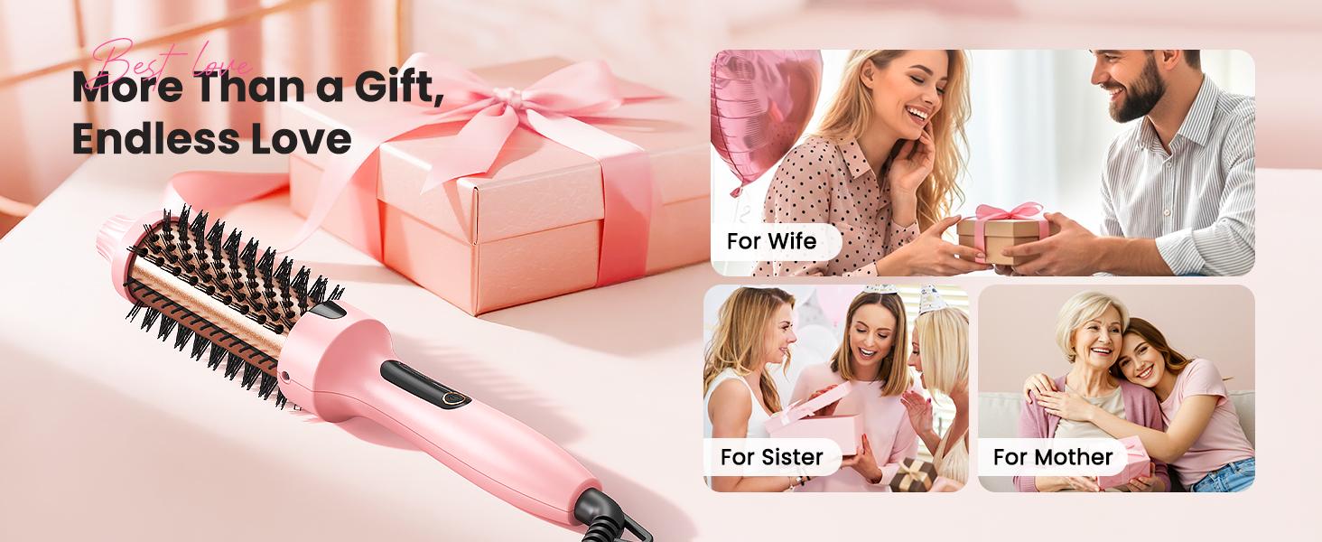 【2026】Thermal Brush for Blowout Look , 6 Heat Settings,Airflow Heat & Dual PTC Technology, Dual Voltage, 1.5 Inch Heated Round Brush with Negative Ions, Salon Smooth Hair, Less Frizz, Travel-Friendly, Pink