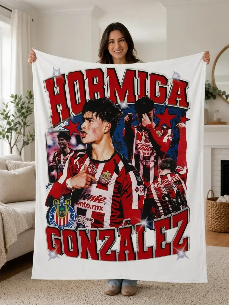 Chivas Guadalajara Style Blanket, Mexican Soccer Fan Gift, Red White Football Blanket for Bedroom, Sofa and Sports Room Decor