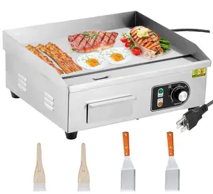 22'' Electric Countertop Griddle, 3000W Commercial Flat Top Grill with Adjustable Temp Control, Stainless Steel Non-Stick Teppanyaki Griddle for Restaurant Kitchen, 110V (No Plug)