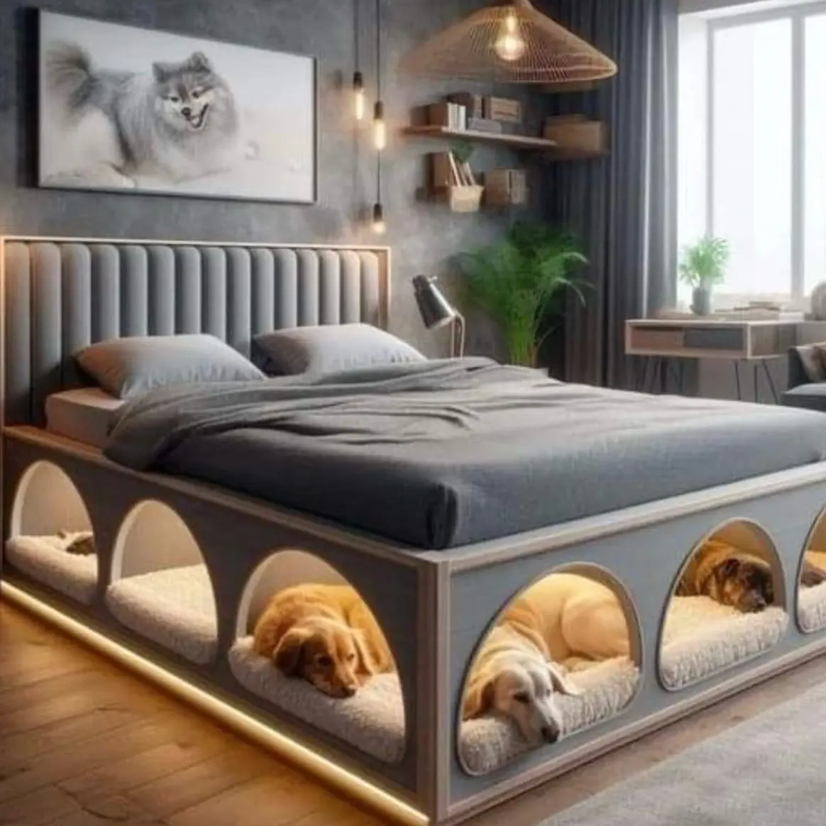 60/80 Double Comfort Bed for Owners and Pets Unique Design for Quality Time with Separate Beds for You and Your Pet 75x48x30-40 Inches