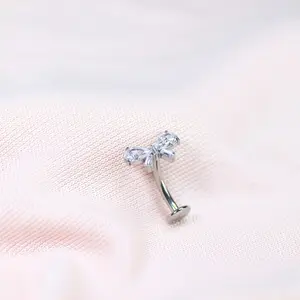 Titanium 14g Thread-less Bow Navel Ring with Elegant Design Secure Fit Hypoallergenic Nickel Free for Everyday Wear