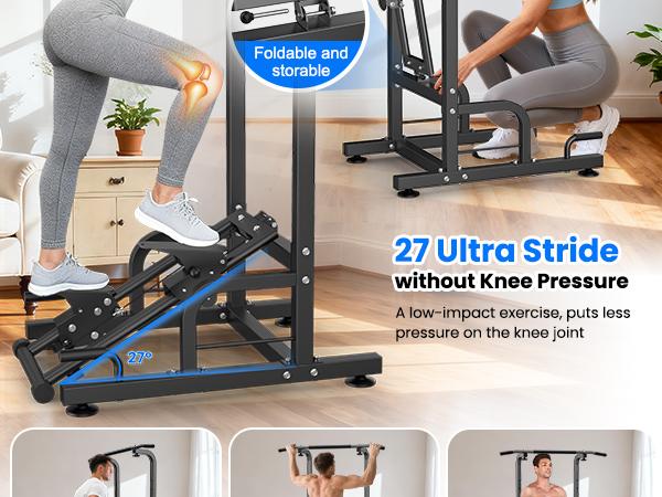 Relife Sports Power Tower Dip Station Pull Up Bar for Fitness Home Gym Workout,Multi-Function Adjustable Height Fitness Strength Training Exercise Equipment,with Stair Stepper SpringStatements