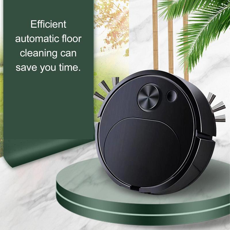 Black New Home Charging Vacuum Cleaner Mini Cleaning Machine Automatic Dust Collector 16.5cm Diameter 4W Power