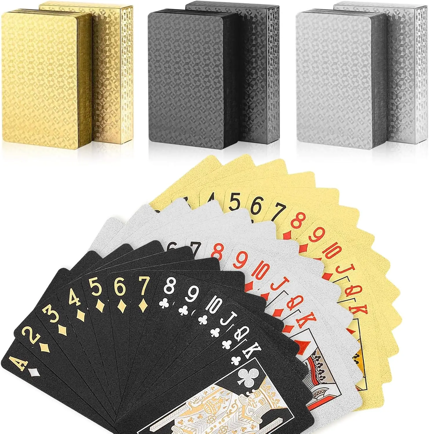 Pack Black Playing Cards - Waterproof Plastic Playing Cards, Standard Index Poker Cards,Deck of Poker Cards for Party,Family