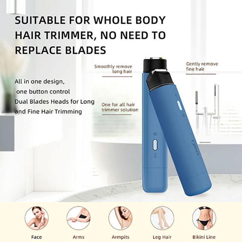 CHECCA  Bikini Trimmer for Women,Electric Shaver and Razor Rechargeable2-in-1 Body and Facial Hair Removal Double Head for Painless Trimming of Pubic Face Underarm Legs  Waterproof