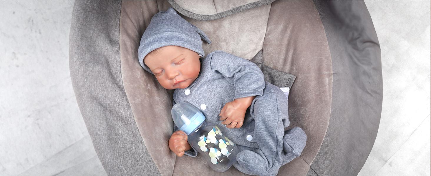 [WOOROY] Reborn Doll - Excellent Gift for Birthday Christmas Gift and New Year, 18" Full Vinyl Body Doll, Hand-painted Hair, Gift Ideas, Perfect Gift Choice for Kids Age 3+, Fake Baby Doll