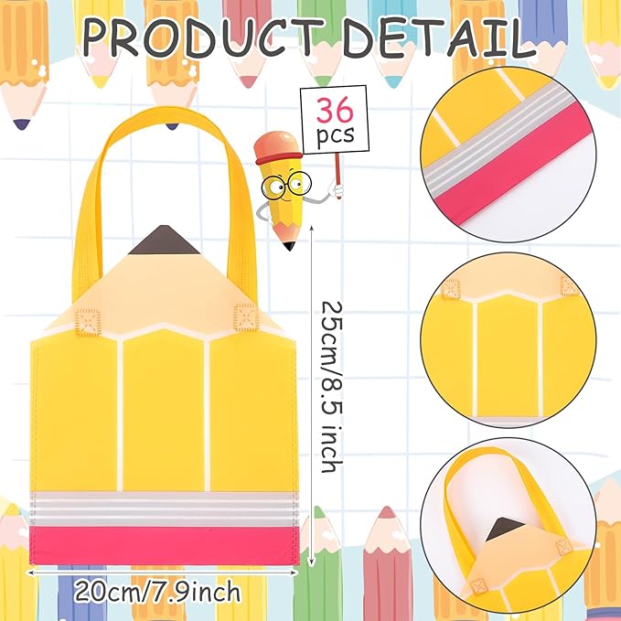 Graduation Goodie Bags Pencil Gift Bags Non Woven Crayon Handbags Crayon Bags Party Favors Bag for Student Teacher Christian,Birthday Thanksgiving Back to School Welcome First Day of School Graduation Gift,Classroom Gift Exchange