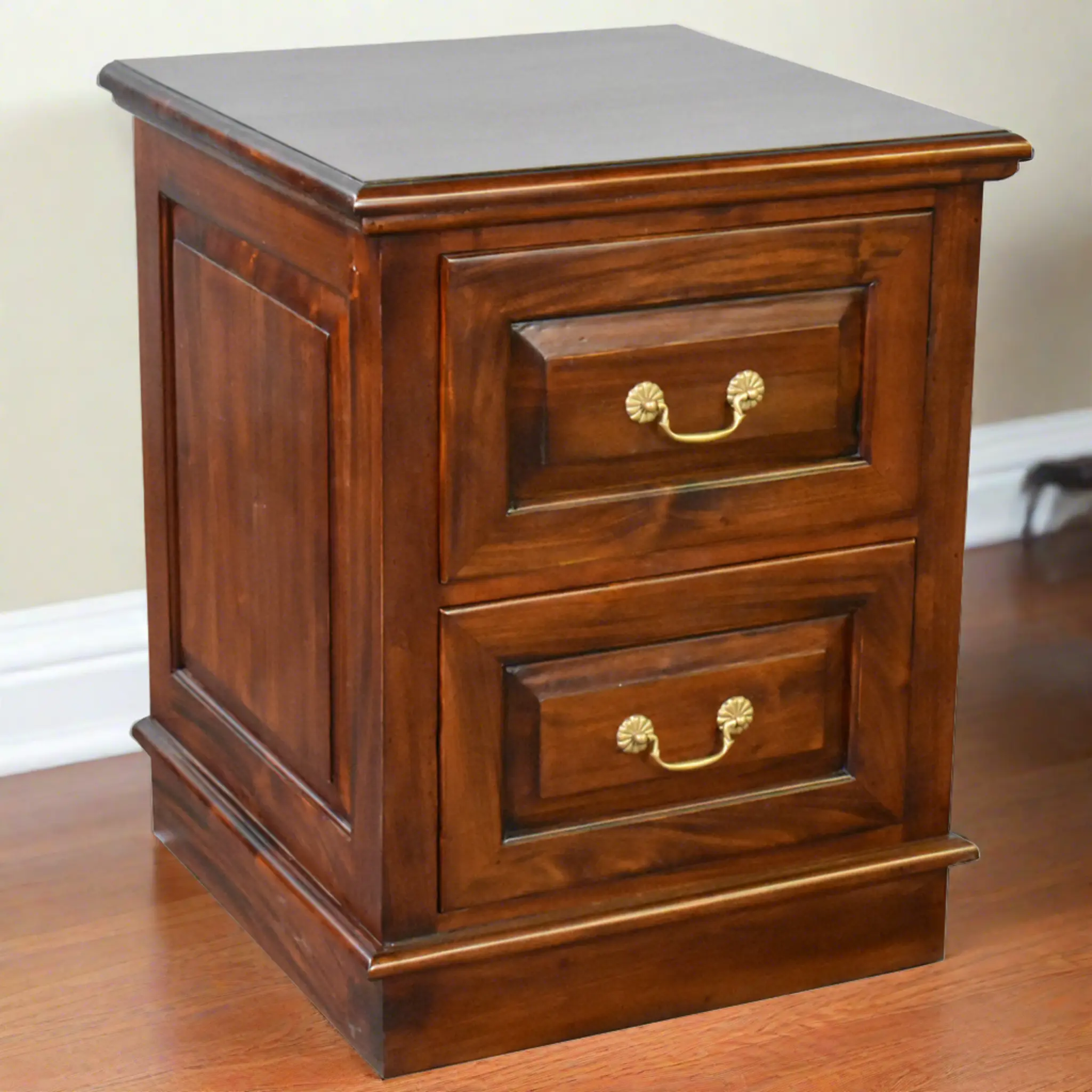 Classic Victorian Mahogany Wood File Cabinet - 23.5w x 23.5d x 29.5h, Metal Hanging Rails Included, 2 Drawers with Smooth Slides, Letter/Legal Capacity, Rich Hues, Brown Walnut Indoor Cupboard for Drawers Organization, Storage Organization