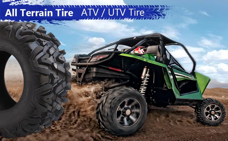 Garvee AT25x8-12 Garvee ATV Tires - All Terrain 25x8x12 Off Road Tires with 16mm Tread Depth, 6 PR, Tubeless, Suitable for ATV & UTV Trail Sand Riding, Set of 2