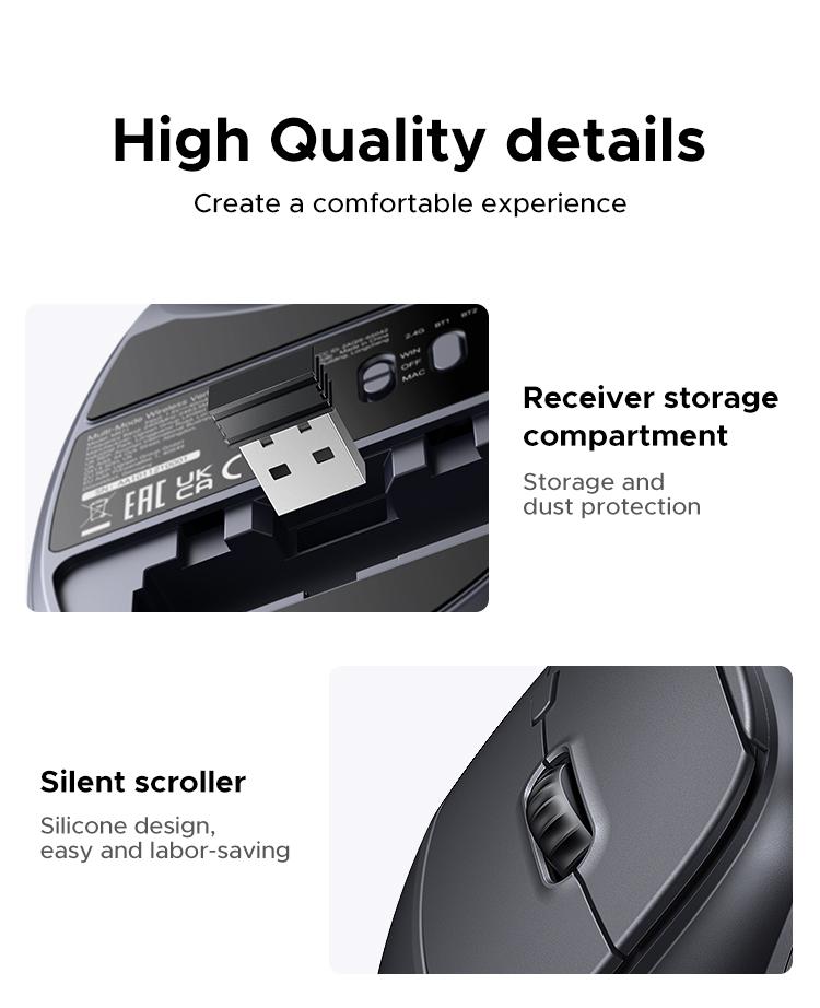 UGREEN Vertical Mouse Bluetooth 5.0 & 2.4G Wireless Ergonomic Mouse with 5 Buttons, 4000 DPI, Balck & Pink Ergonomic Mouse Compatible with PC/Laptop，Only 2.4G Model(Bluetooth not supported),TikTokShopBlackFriday ,Tiktokshopstockup