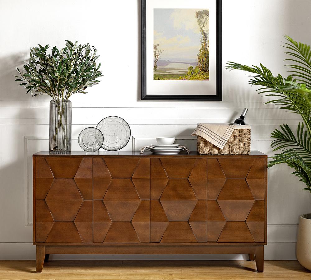 Hulala Kamu 60'' Sideboard: Stylish Storage Solution, Modern Sideboard, with 4 Doors, 2 Shelves, Solid Wood Legs, versatile storage, solid and manufactured wood, On-trend color palettes, for your living room or dining space