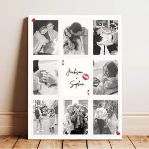CUSTOM PHOTO, Personalized Valentine's Gifts For Him, Photo Collage Gift for Husband, Photo Wall Art for Him Her