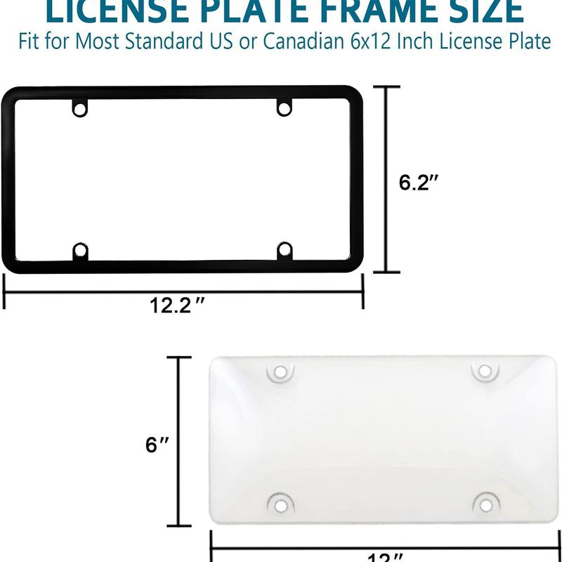 License Plate Frames 2 Pack Stainless Steel License Plate Holders Universal Fit for US Cars 4 Holes No Obstruction to Plate