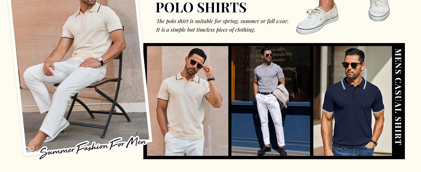 COOFANDY Men's Knit Polo Shirts Casual Short Sleeve Button Down Golf Polo Shirts Vintage Collared T Shirt COOFANDY Men's Knit Polo Shirts Casual Short Sleeve Button Down Golf Polo Shirts Vintage Collared T Shirt